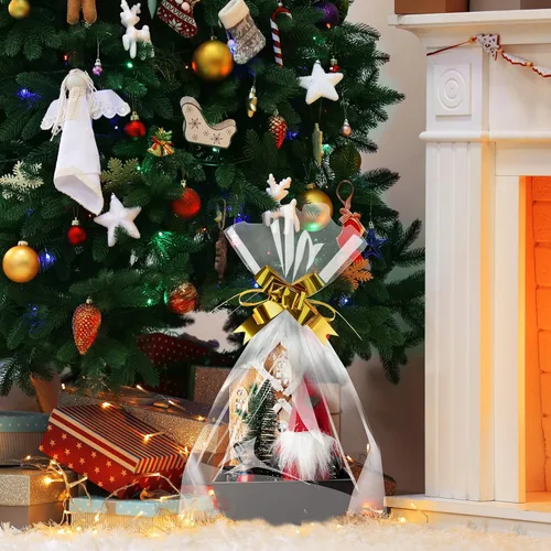 Miniatura 6 de Fainne 74 cestas vacías a granel para regalos, cesta de regalo vacía a granel, incluye 20 bandejas de cartón kraft con asas, 30 bolsas, 24 lazos