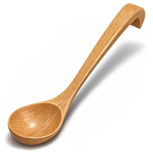 Cucharón de madera para sopa – Cucharón de madera profunda de 10.8 x 2.8 pulgadas con capacidad de 2.7 onzas líquidas, extremo de gancho de mango