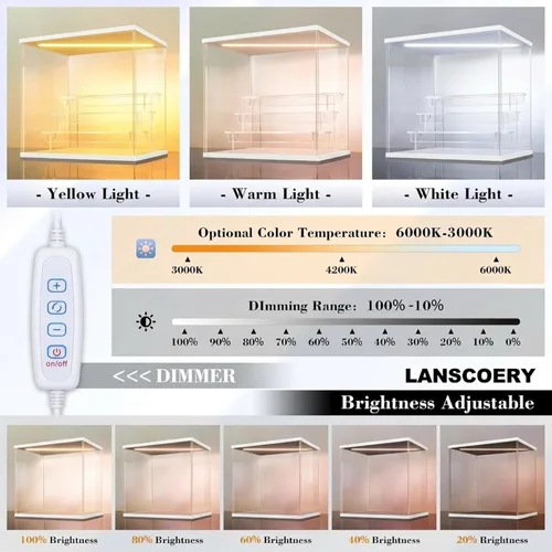 Miniatura 2 de LANSCOERY vitrina acrílica con iluminación LED, caja de exhibición de 5 niveles para coleccionables y figuras de acción, organizador transparente a