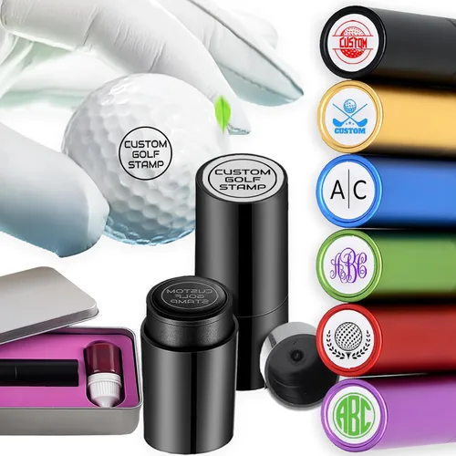 ubjva Sello de pelota de golf, marcador de pelota de golf personalizado para identificar pelotas de golf, reutilizable, sello de bola autoentintado,