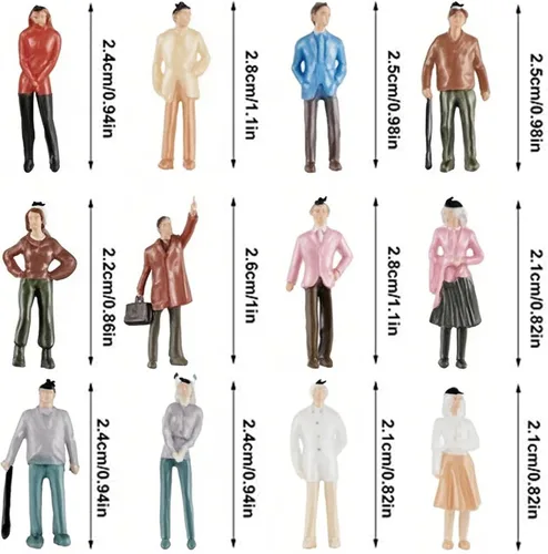 Miniatura 3 de Gejoy 80 piezas de figuras de personas en miniatura a escala 1:75, trenes arquitectónicos, de plástico, de 0.98 pulgadas, mini personas pequeñas