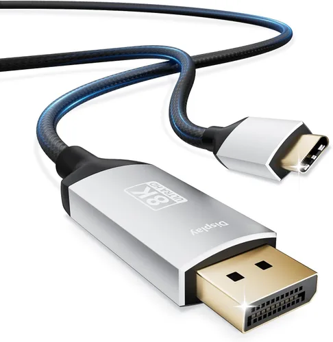 BolAAzuL Cable USB C a Displayport 4K a 60Hz 4 pies/3.9 ft, cable corto USB tipo C a DP 1.2 [trenzado, chapado en oro, carcasa de aluminio] 2K a