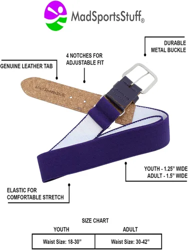 Miniatura 3 de MadSportsStuff Baseball Belt Softball Belt Adjustable - Boys Men Girls Women - Youth and Adult Sizes