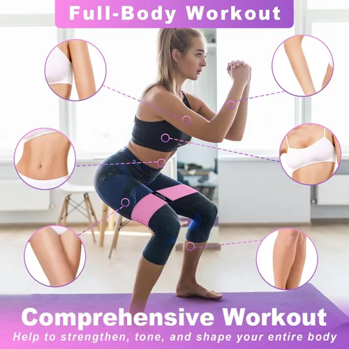 Miniatura 5 de Honmein Bandas de Resistencia para Entrenamiento, Juego de Bandas de Ejercicio de 3 Niveles para Mujeres y Hombres, Bandas de Caderas, Piernas