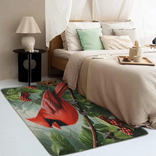 Miniatura 3 de Alfombra cardenal de Navidad de 2 x 3 pies, alfombra cardenal roja, alfombras de pájaros rojos para entrada, sala de estar, dormitorio, alfombra
