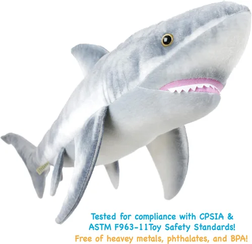 Miniatura 6 de TigerHart Sammy The Shark - Peluche de 36 pulgadas de largo, color blanco