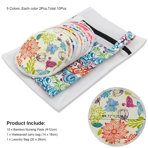 Miniatura 4 de PINOWU Almohadillas de lactancia – 10 almohadillas lavables + bolsa húmeda + bolsa de lavado, almohadillas para pezones de lactancia materna