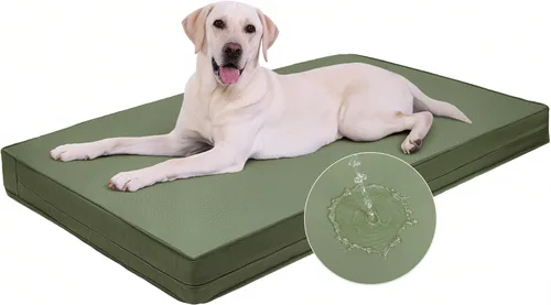 Miniatura 16 de Vonabem Cama Grande para Perro Impermeable Lavable Almohadilla XL para Jaula de 42 pulgadas, Camas para Mascotas de Cuero Duradero para Exteriores