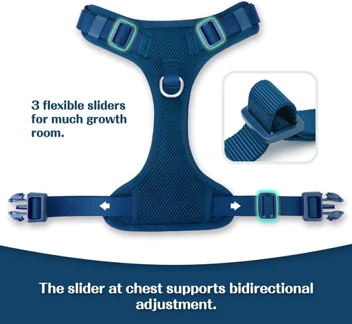 Miniatura 5 de Arnés sin tirones para perros pequeños, medianos y grandes, chaleco de malla ajustable de 2 capas con doble clip, a prueba de escapes, liberación