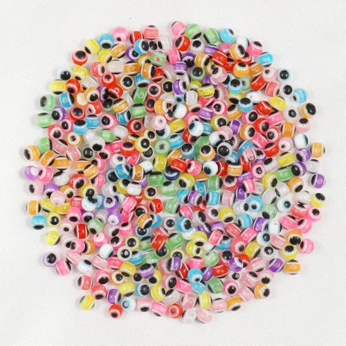 Cuentas de mal de ojo para hacer pulseras, paquete a granel, de 0.236 pulgadas, coloridas y redondas, círculos, cuentas contra el mal de ojo, turco