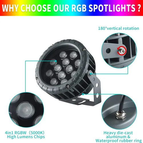 Miniatura 2 de Luces LED para lavadora de pared de 48 W, RGB 5000 K luz diurna que cambia de color con control remoto, barra de luz LED impermeable IP65