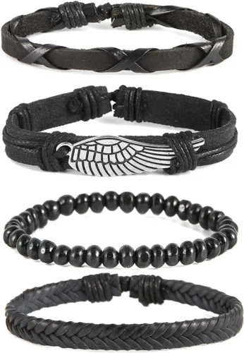 Miniatura 2 de Joddfly Pulseras hombres mujeres mezcla 4 pulseras de cuero