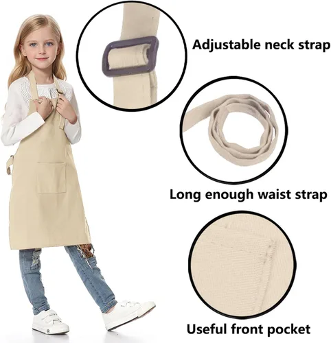 Miniatura 3 de TopTie Delantales para niños con bolsillo y correa ajustable, delantal para cocinar, hornear, pintar