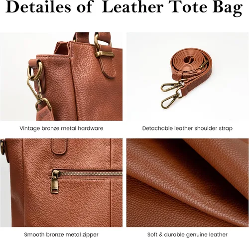 Miniatura 6 de befen Carteras de cuero genuino suave para mujeres, bolso tote pequeño, carteras, bolsos cruzados con asas superiores, cartera bandolera tipo satchel