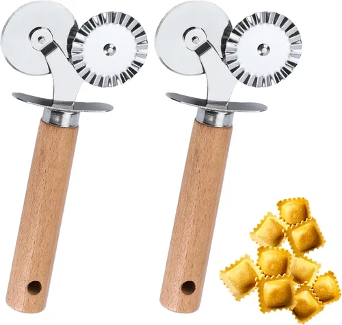 Miniatura 6 de Rueda de doble cortador de pastelería,Herramienta de hornear de doble cabeza para uso doméstico y cocina,Cortador de ravioles