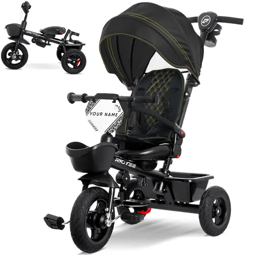 RIDYEE Triciclo 7 en 1 para 18 meses a 5 años, neumáticos de goma todo terreno, frenos de doble rueda, asiento giratorio para niños pequeños de 1.5