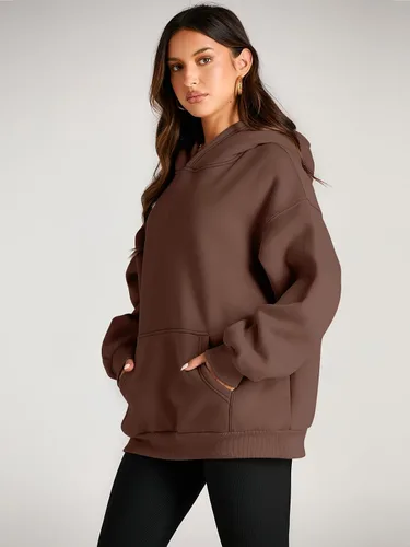 Miniatura 3 de Trendy Queen - Sudaderas extragrandes con capucha para mujer, suéteres de manga larga, sin botones, de vellón, de otoño, ropa de invierno