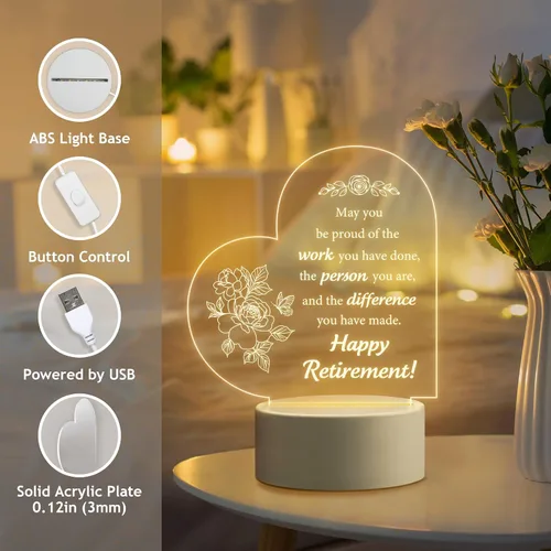 Miniatura 4 de Classy 2023 Happy Retirement Gifts for Women Coworker Teacher Boss Employee Friends Nurse - Best Retirement Night Light Decorations