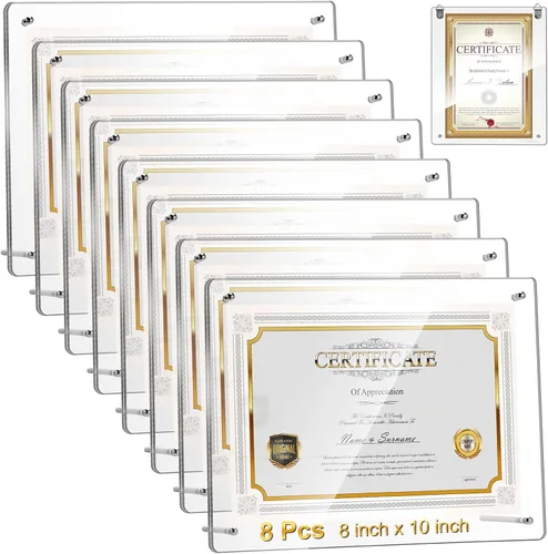 Miniatura 10 de Thyle 8 Piezas Marco de Foto de Acrílico 8.5 x 11 Pulgadas Marco Flotante Transparente para Certificado Documento Póster Premio Diploma Exhibición