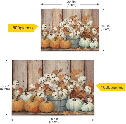 Miniatura 5 de Pumpkin Fall Jigsaw Puzzles 500 Pieces for Adults with Mesh Storage Bag 2011748
