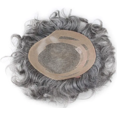 Miniatura 9 de Voloria Encaje francés de cabello humano real con piel fina PU para hombre Stock Toupee Hair Pieces #18