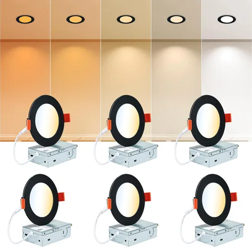 Miniatura 17 de CycevSun Luz LED empotrable de 6 pulgadas, iluminación de oblea, regulable y 3000 K, 4000 K, 5000 K, seleccionable, 12 W, 120 V, clasificación IC