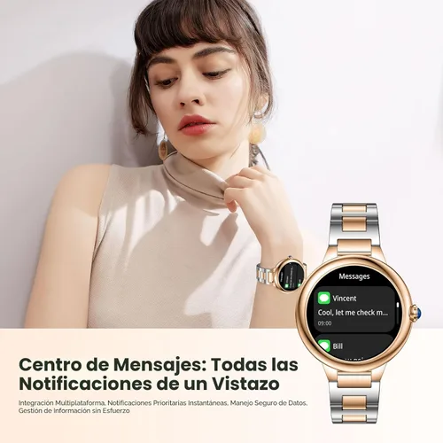 Miniatura 6 de SOUYIE Reloj inteligente de lujo 2026 para mujer, pantalla AMOLED de 1.19 pulgadas, reloj inteligente DA GPT, frecuencia cardíaca, monitor de sueño