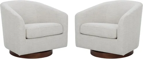 Miniatura 19 de CHITA - Silla decorativa giratoria con diseño de barril tapizada, certificada FSC, para sala de estar, completamente ensamblada, beige lino Lino