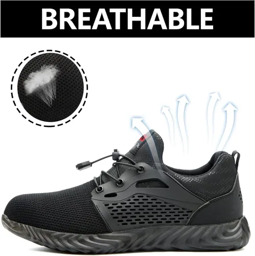 Miniatura 79 de SUADEX Zapatos deportivos con punta de acero para hombres y mujeres, indestructibles, ligeros, cómodos, antideslizantes, puntera compuesta