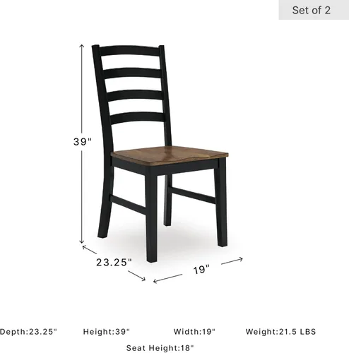 Miniatura 3 de Diseño de autor por Ashley Wildenauer Silla de comedor sin brazos, juego de 2, diseño de respaldo en escalera, 19 pulgadas de ancho x 23.25 pulgadas
