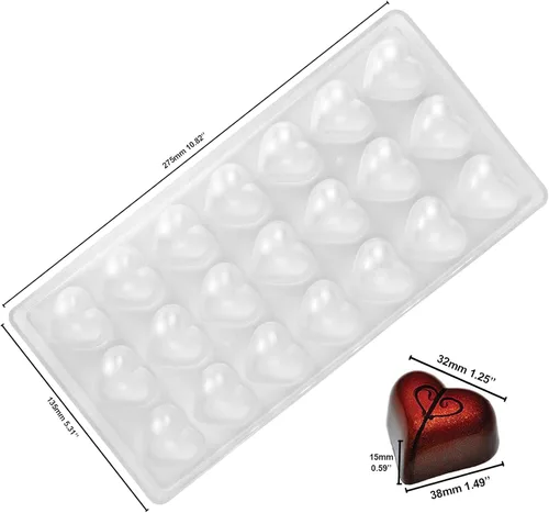 Miniatura 3 de Funshowcase Rosa, corazón, cúpula, diamante, forma ovalada molde de chocolate de plástico 6 piezas Set tamaño de mordida