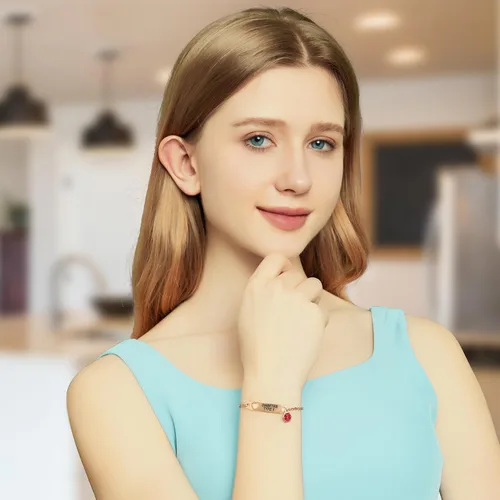Miniatura 3 de Divoti Pulsera de identificación médica con grabado previo – Cadena simple Rolo de acero inoxidable plateado, resistente al agua con símbolo