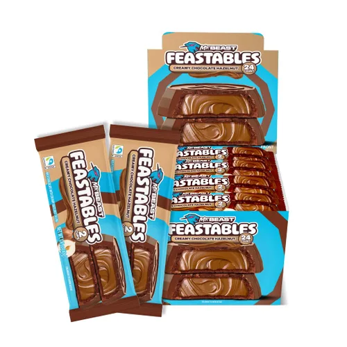 Feastables MrBeast Copitas de Avellana, Chocolate con Leche y Relleno Cremoso de Avellana, Copitas para Adultos y Niños, Dulces de Chocolate para