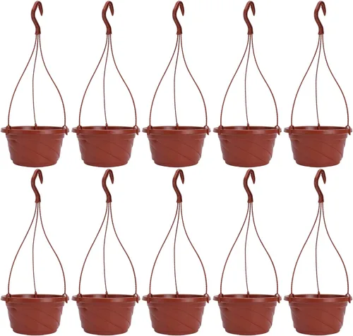Miniatura 8 de DOITOOL 10 juegos de macetas colgantes de plástico, macetas pequeñas para colgar, macetas de orquídeas, cestas de cadena de 6.7 pulgadas