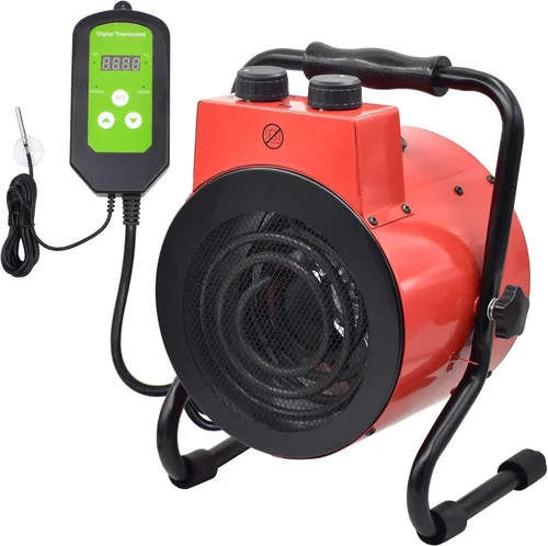 Calentador eléctrico de invernadero con control de termostato digital, ventilador portátil para casa verde, tienda de cultivo, sala de flores,