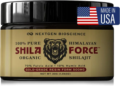 Miniatura 2 de ShilaForce™ Shilajit - Resina viva orgánica orgánica del Himalaya cosechada en estado silvestre de grado dorado, 500 mg, 70% ácido fúlvico y 10%