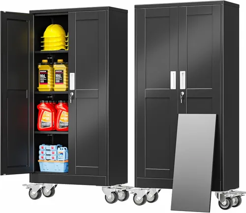 Miniatura 10 de Armario de herramientas de metal con ruedas de 36 pulgadas, 13.8 pulgadas de profundidad x 27.6 pulgadas de ancho x 35.4 pulgadas de alto, gabinete