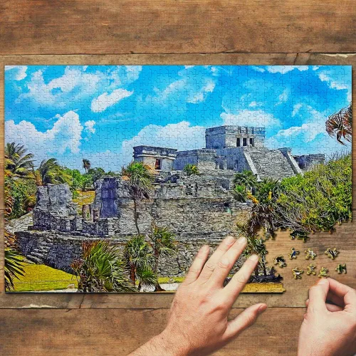 Miniatura 2 de México - Rompecabezas de 1000 piezas México Tulum Ruinas Mayas Cancún Puzzle Viaje Recuerdo Madera