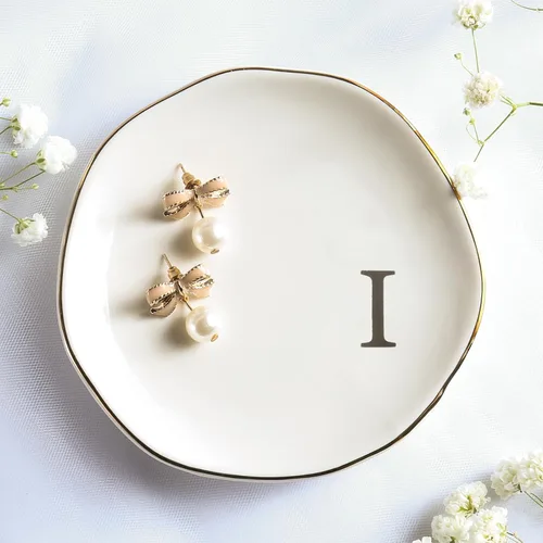 Miniatura 16 de Bandeja de Cerámica para Joyas, Plato para Anillos, Personalizada con Monograma S, Regalos de Compromiso y Boda, para Cumpleaños, Día de la Madre