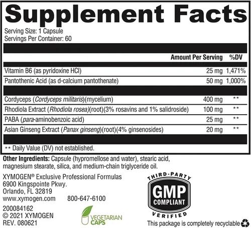 Miniatura 2 de XYMOGEN Adrenal Essence - Suplemento de apoyo suprarrenal para niveles de energía saludables y función inmunológica* - Sin OMG, sin gluten, sin