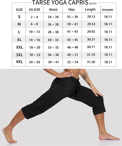 Miniatura 5 de TARSE Pantalones capri de yoga para mujer, sueltos, suaves, con cordón, pantalones de entrenamiento casuales con bolsillos