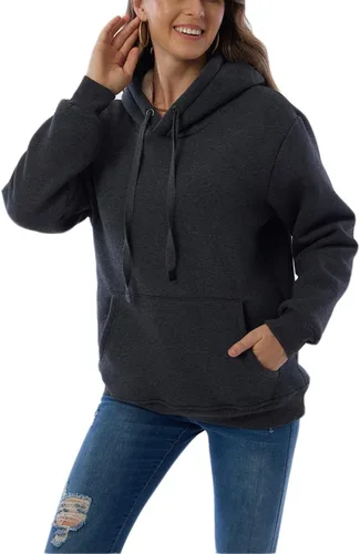 Miniatura 4 de Sudadera con capucha para mujer, forro polar, sherpa, para invierno, casual, ajuste holgado