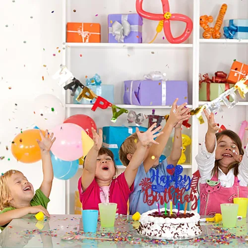 Miniatura 5 de Decoración de pastel con purpurina para cumpleaños del 4 de julio, feliz cumpleaños, revelación de género, fiesta de baby shower, suministros