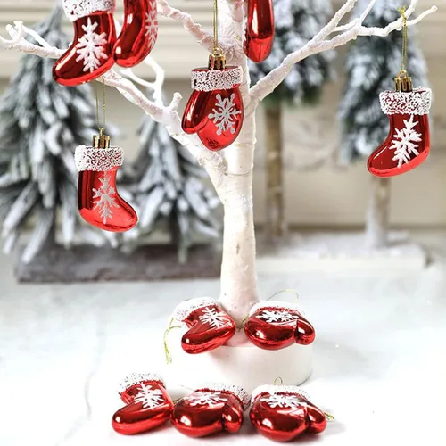 Miniatura 3 de Ochine 6 adornos de bola de Navidad, decoración de árbol de Navidad, adornos de remate rojo, decoración colgante inastillable, decoración