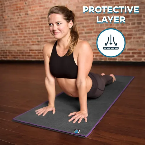 Miniatura 7 de Toalla de yoga de microfibra antideslizante para esterilla de yoga, toalla de yoga caliente para sudor y agarre, 24 x 72 pulgadas