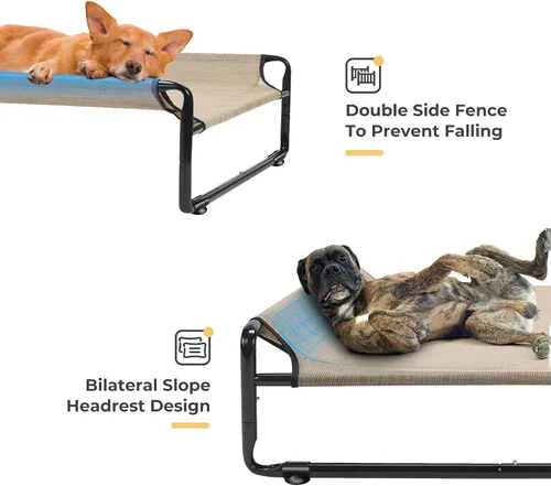 Miniatura 2 de Veehoo Cama elevada para perros al aire libre, camas elevadas para perros grandes, cuna lavable con reposacabezas laterales, patas antideslizantes