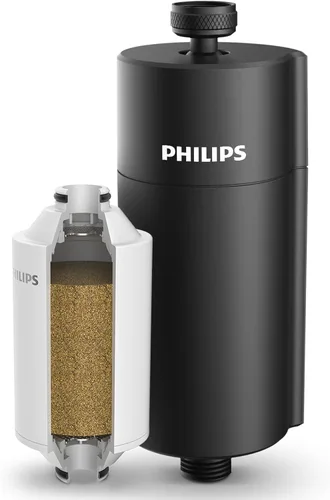 PHILIPS Filtro de ducha AWP1775BK/37, suavizador de agua para agua dura, filtración de ducha con doble malla, reduce cloro/impurezas/sedimentos de