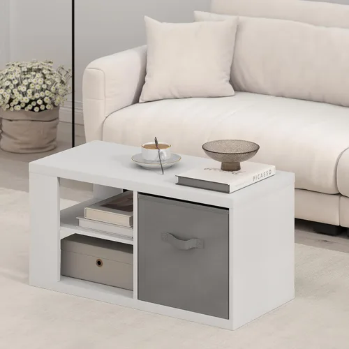 Miniatura 2 de Furinno Viola Mesa de Café, Mesa de Centro Moderna de 3 Niveles con Tablero de 1.2 Pulgadas de Grosor, Mesa Auxiliar con Estante Abierto y Blanco