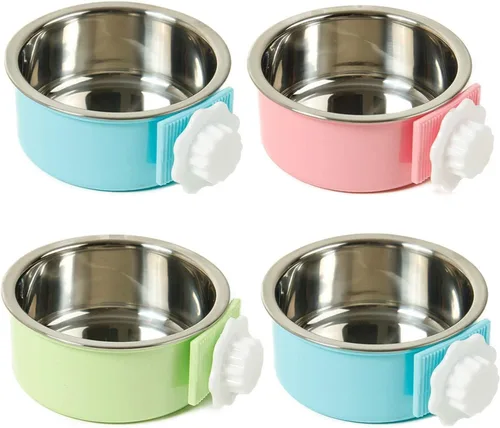 Miniatura 21 de kathson Jaula para perros, extraíble de acero inoxidable para colgar, jaula para mascotas, alimentador de alimentos y agua, taza para gatos