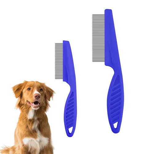 NQEUEPN Peine de pelo para mascotas, 2 en 1, peine multifuncional para el pelo de mascotas para aseo y despeinado, eliminación de manchas de pulgas